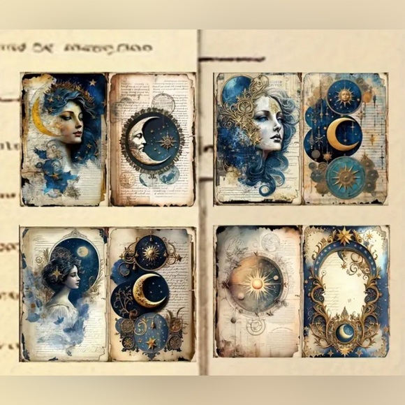 (3 for $20)54pcs Mystical Background Paper And Sticker Set - Picture 2 of 7